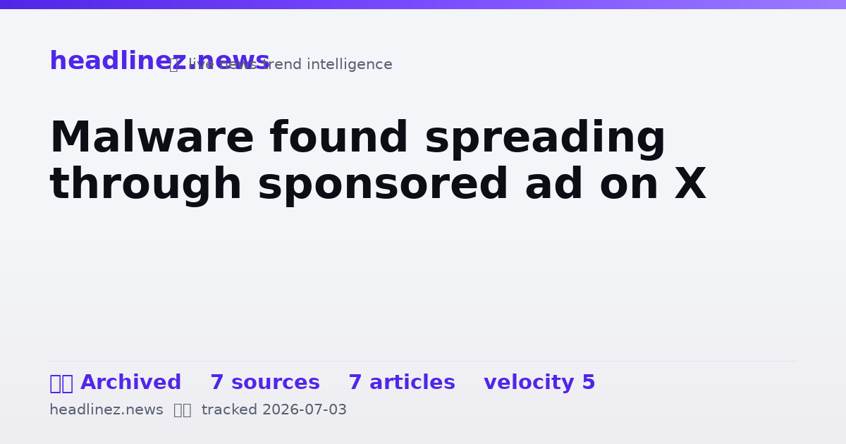 Visual summary for Malware found spreading through sponsored ad on X