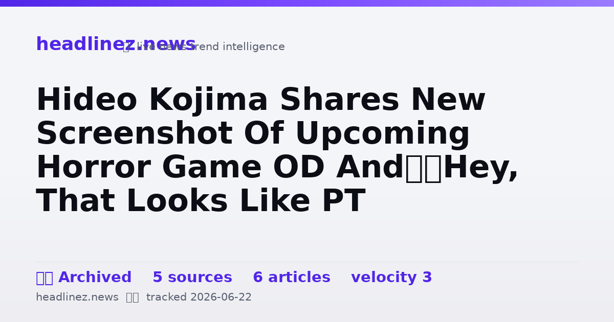 Visual summary for Hideo Kojima Shares New Screenshot Of Upcoming Horror Game OD And…Hey, That Looks Like PT
