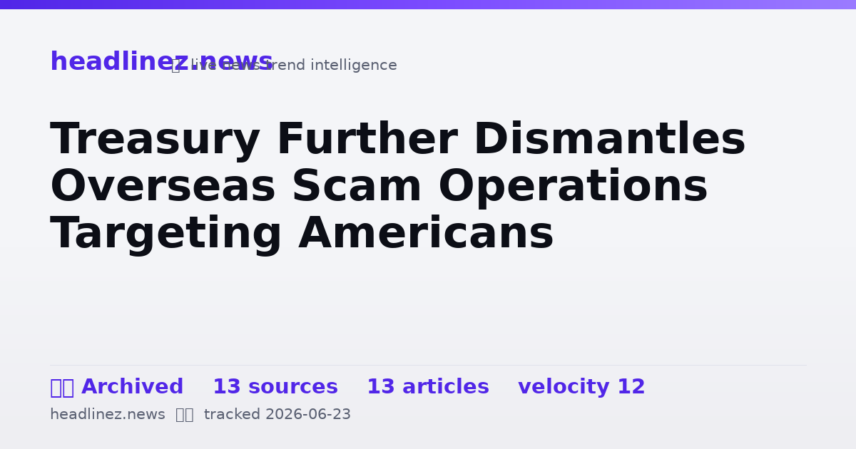 Visual summary for Treasury Further Dismantles Overseas Scam Operations Targeting Americans
