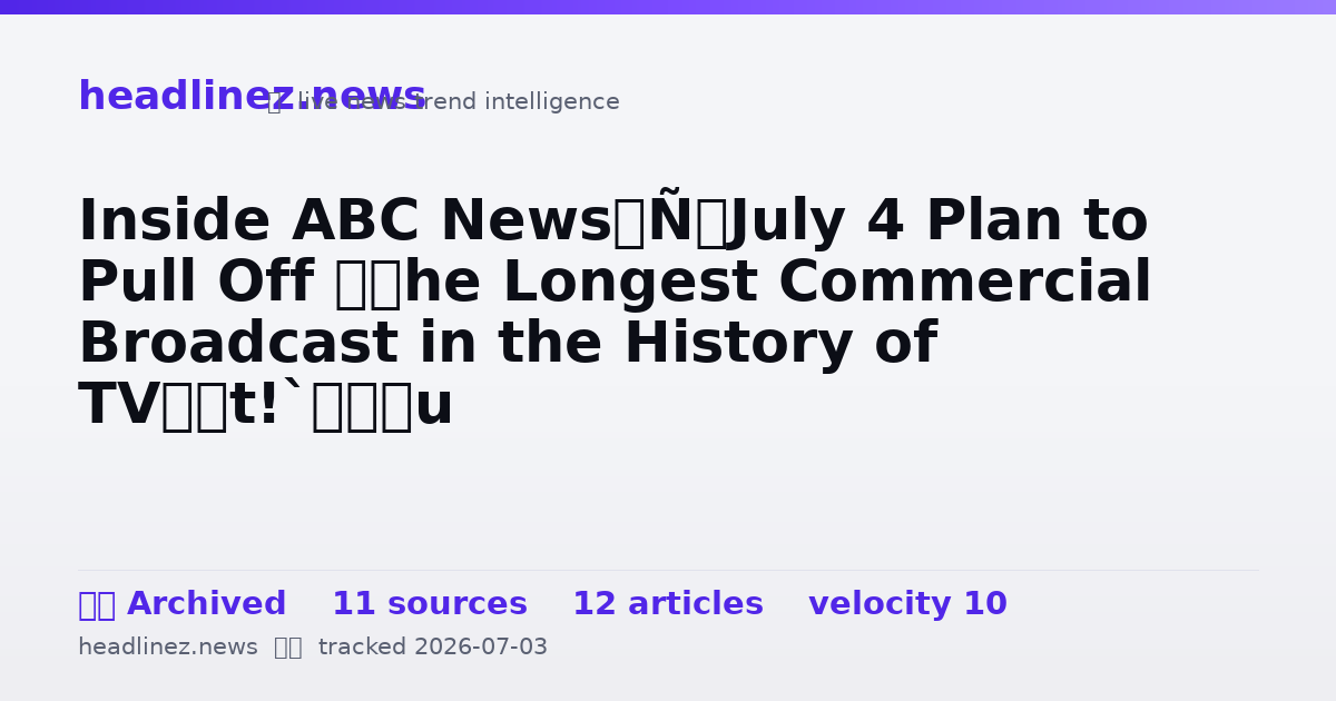 Visual summary for Inside ABC News’ July 4 Plan to Pull Off “The Longest Commercial Broadcast in the History of TV”