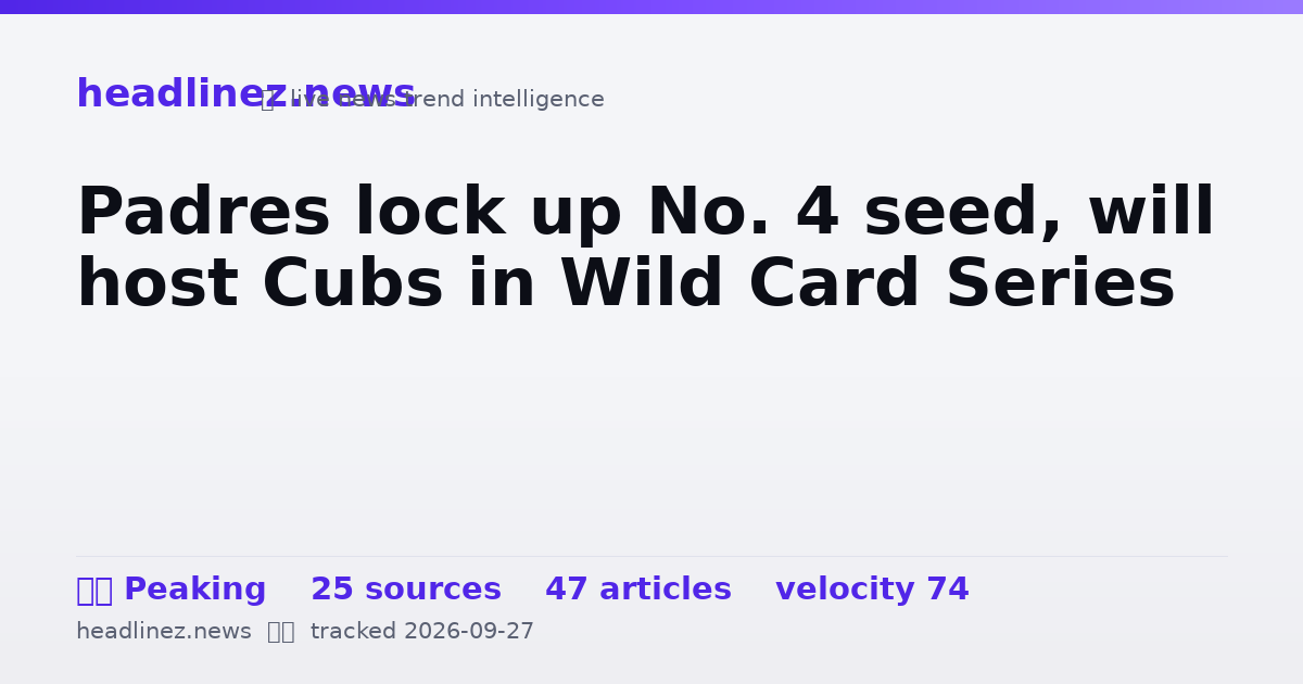 Visual summary for Padres lock up No. 4 seed, will host Cubs in Wild Card Series