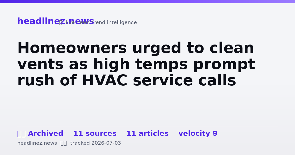 Visual summary for Homeowners urged to clean vents as high temps prompt rush of HVAC service calls