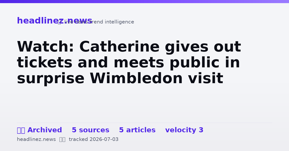 Visual summary for Watch: Catherine gives out tickets and meets public in surprise Wimbledon visit