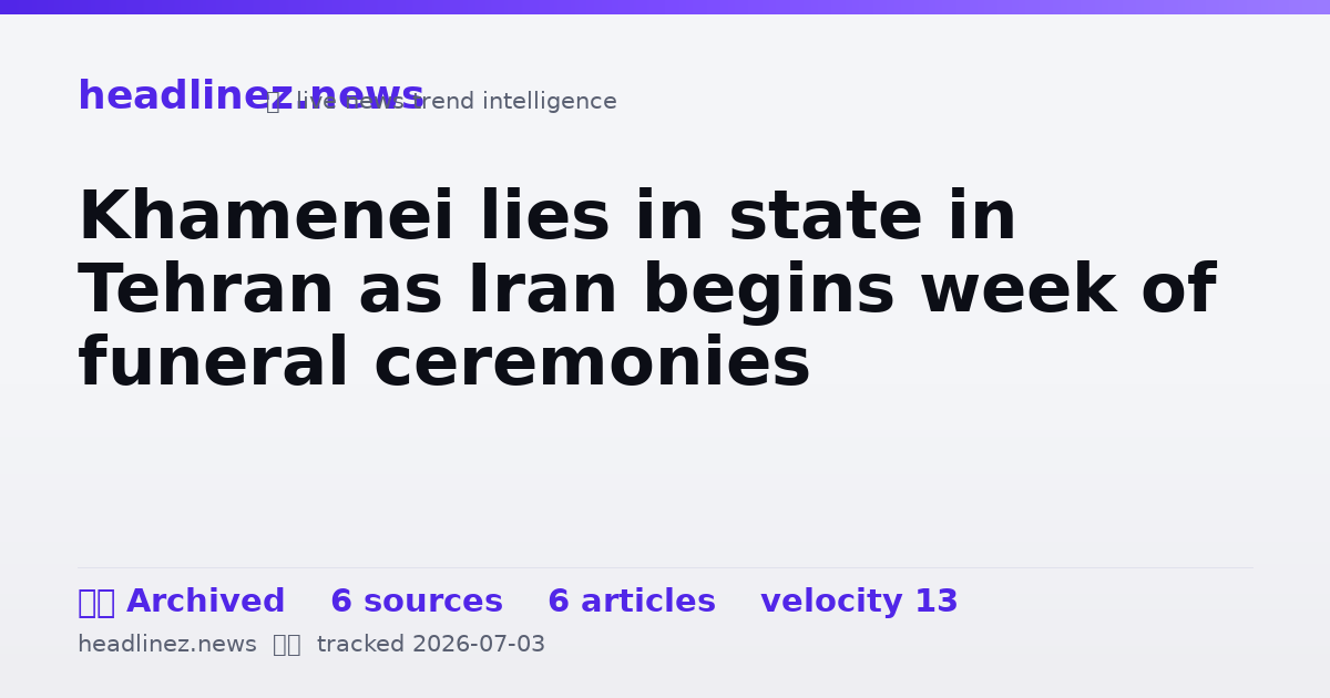 Visual summary for Khamenei lies in state in Tehran as Iran begins week of funeral ceremonies