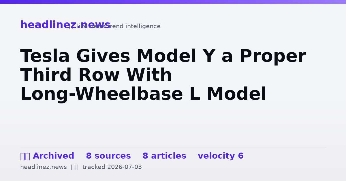 Visual summary for Tesla Gives Model Y a Proper Third Row With Long-Wheelbase L Model