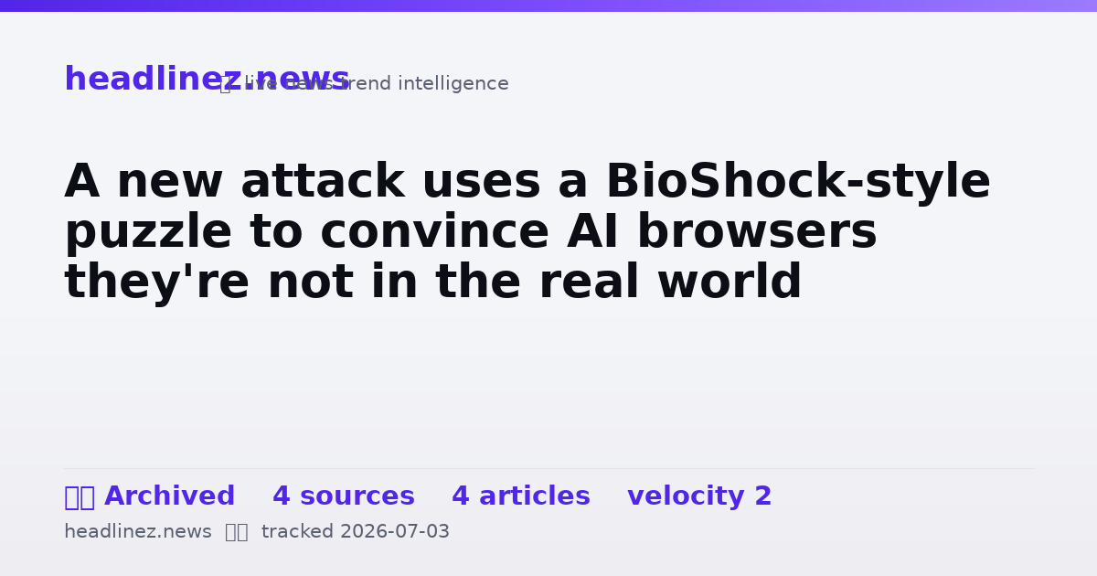 Visual summary for A new attack uses a BioShock-style puzzle to convince AI browsers they're not in the real world