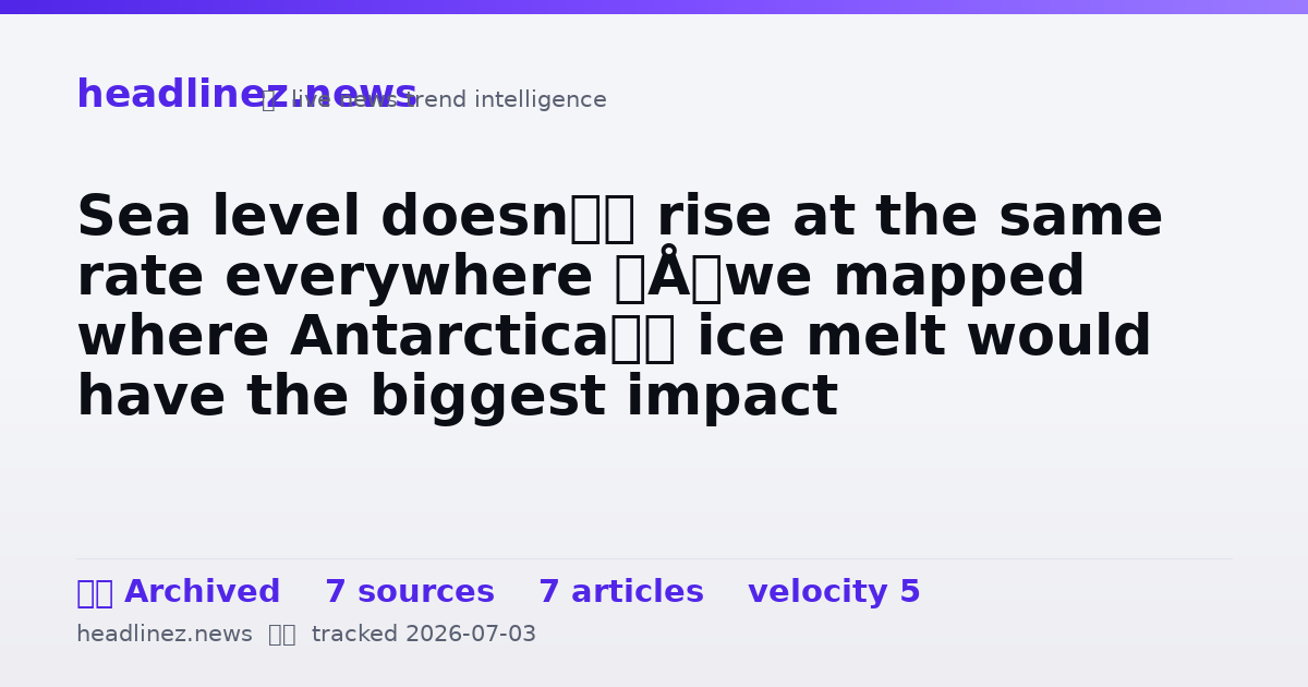 Visual summary for Sea level doesn’t rise at the same rate everywhere – we mapped where Antarctica’s ice melt would have the biggest impact