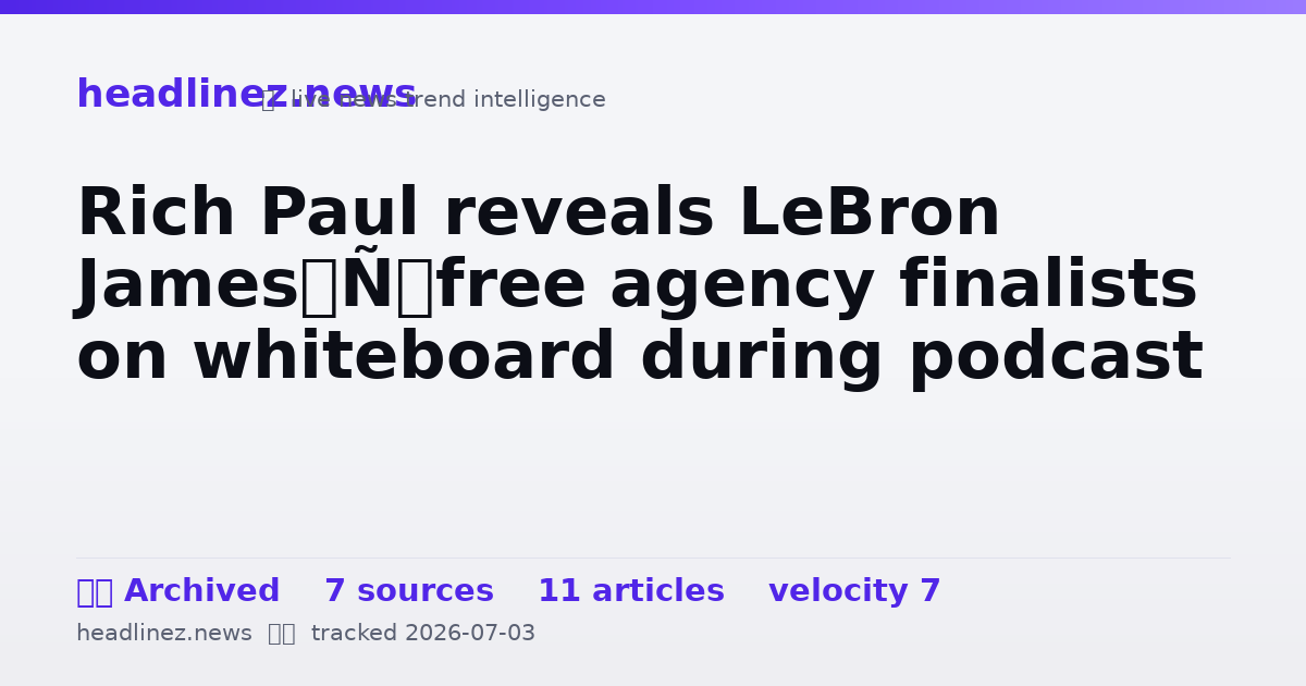 Visual summary for Rich Paul reveals LeBron James’ free agency finalists on whiteboard during podcast