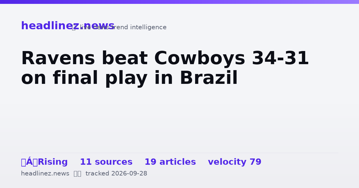 Visual summary for Ravens beat Cowboys 34-31 on final play in Brazil