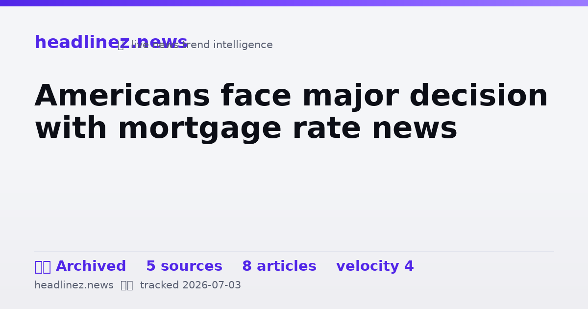 Visual summary for Americans face major decision with mortgage rate news