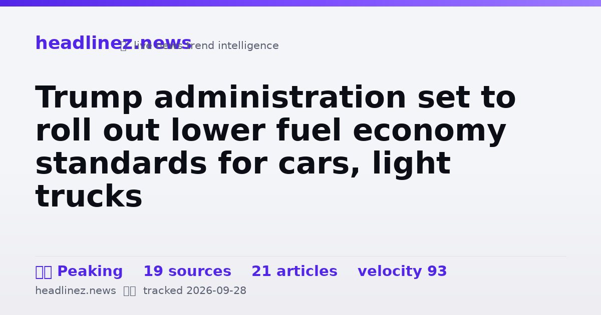 Visual summary for Trump administration set to roll out lower fuel economy standards for cars, light trucks