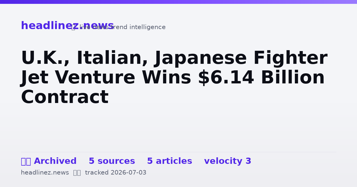 Visual summary for U.K., Italian, Japanese Fighter Jet Venture Wins $6.14 Billion Contract