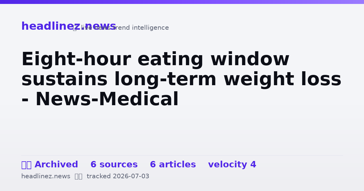 Visual summary for Eight-hour eating window sustains long-term weight loss - News-Medical