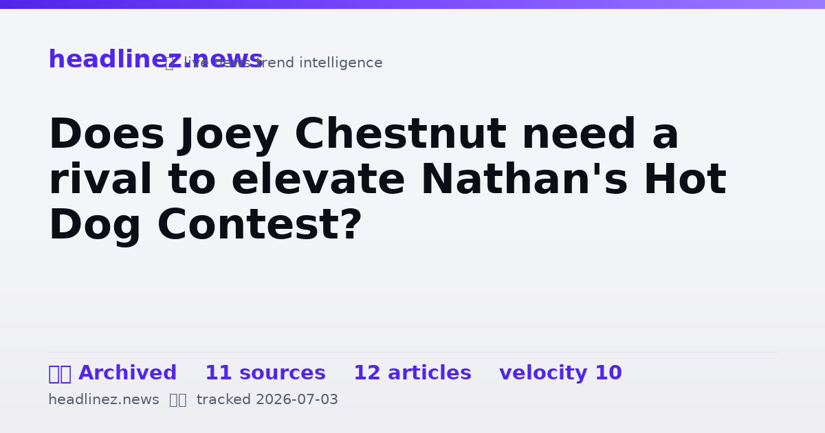 Visual summary for Does Joey Chestnut need a rival to elevate Nathan's Hot Dog Contest?