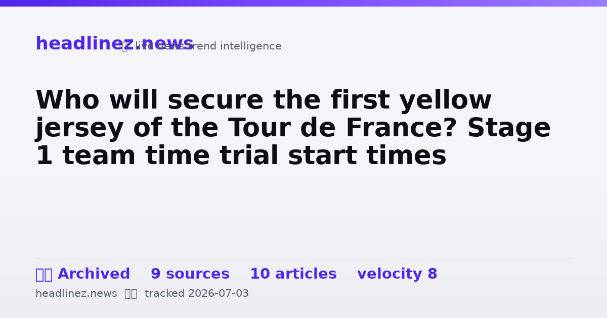 Visual summary for Who will secure the first yellow jersey of the Tour de France? Stage 1 team time trial start times