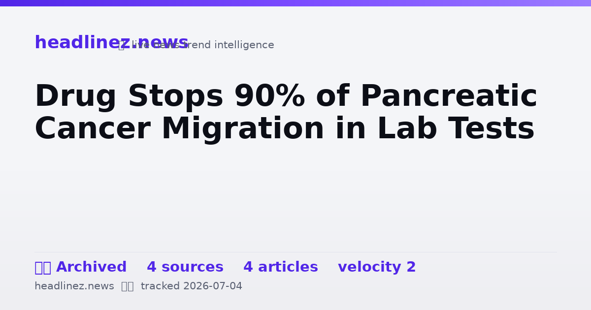 Visual summary for Drug Stops 90% of Pancreatic Cancer Migration in Lab Tests