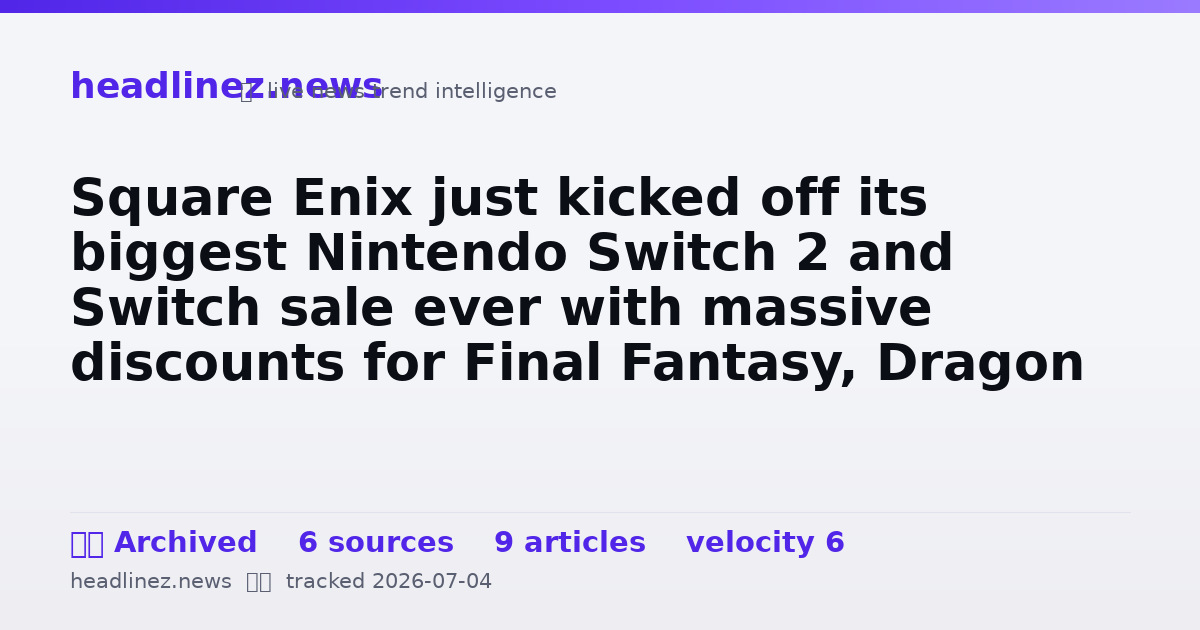Visual summary for Square Enix just kicked off its biggest Nintendo Switch 2 and Switch sale ever with massive discounts for Final Fantasy, Dragon Quest, more