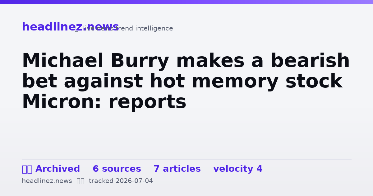 Visual summary for Michael Burry makes a bearish bet against hot memory stock Micron: reports