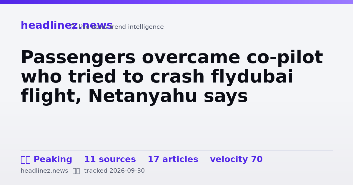 Visual summary for Passengers overcame co-pilot who tried to crash flydubai flight, Netanyahu says