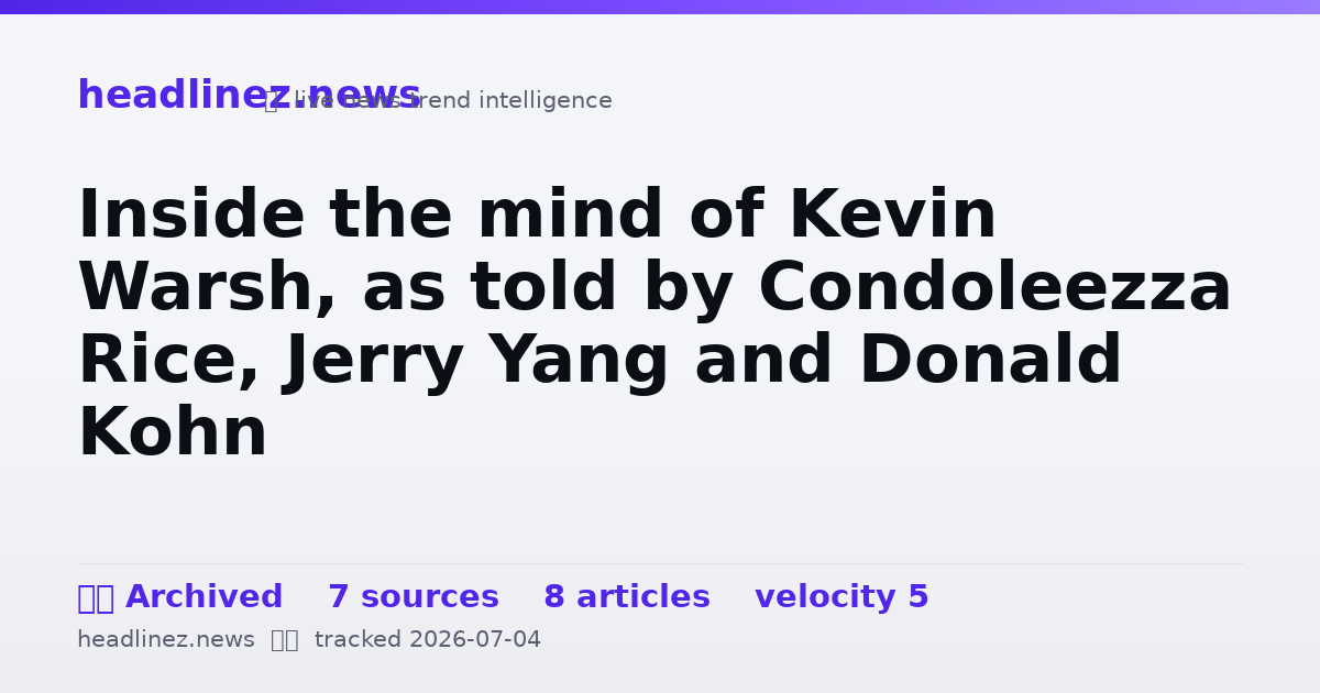 Visual summary for Inside the mind of Kevin Warsh, as told by Condoleezza Rice, Jerry Yang and Donald Kohn