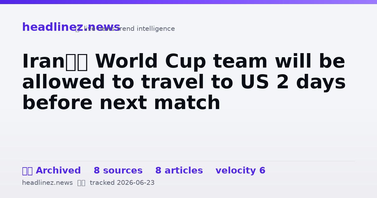 Visual summary for Iran’s World Cup team will be allowed to travel to US 2 days before next match