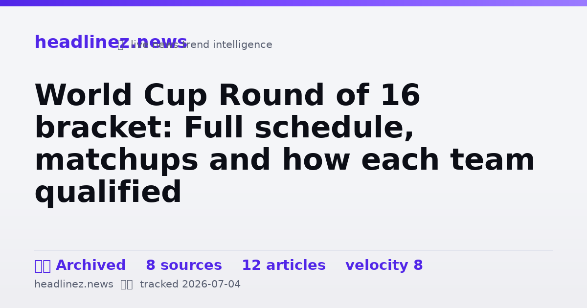Visual summary for World Cup Round of 16 bracket: Full schedule, matchups and how each team qualified