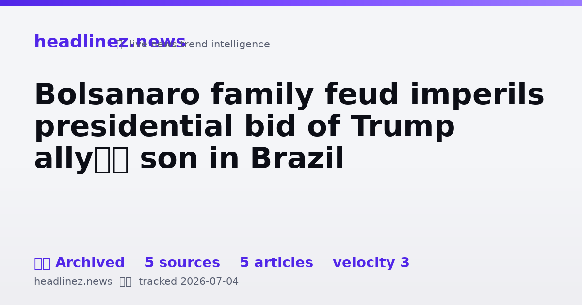 Visual summary for Bolsanaro family feud imperils presidential bid of Trump ally’s son in Brazil