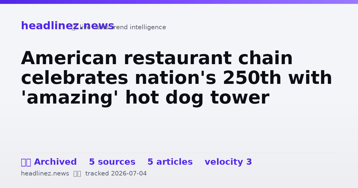 Visual summary for American restaurant chain celebrates nation's 250th with 'amazing' hot dog tower