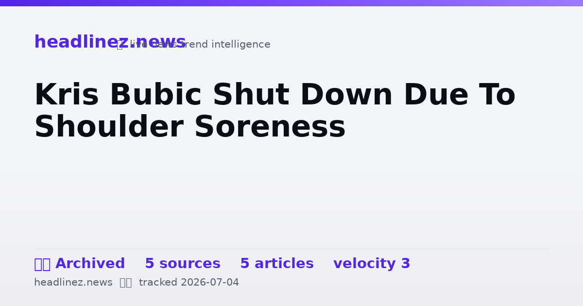 Visual summary for Kris Bubic Shut Down Due To Shoulder Soreness