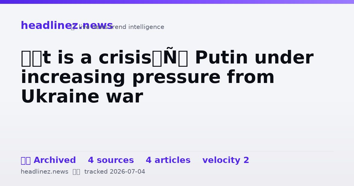 Visual summary for ‘It is a crisis’: Putin under increasing pressure from Ukraine war