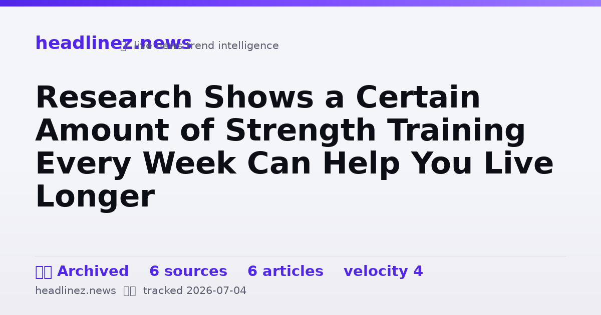 Visual summary for Research Shows a Certain Amount of Strength Training Every Week Can Help You Live Longer