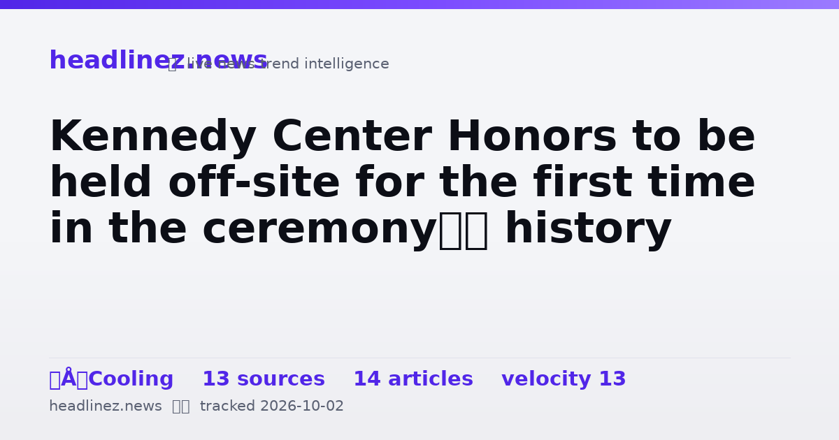 Visual summary for Kennedy Center Honors to be held off-site for the first time in the ceremony’s history