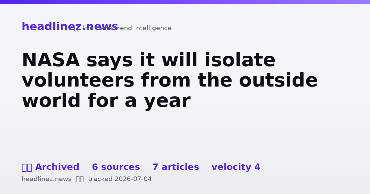 Visual summary for NASA says it will isolate volunteers from the outside world for a year