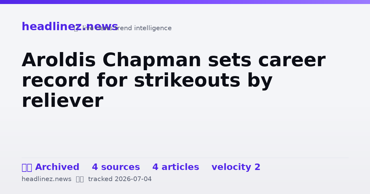 Visual summary for Aroldis Chapman sets career record for strikeouts by reliever
