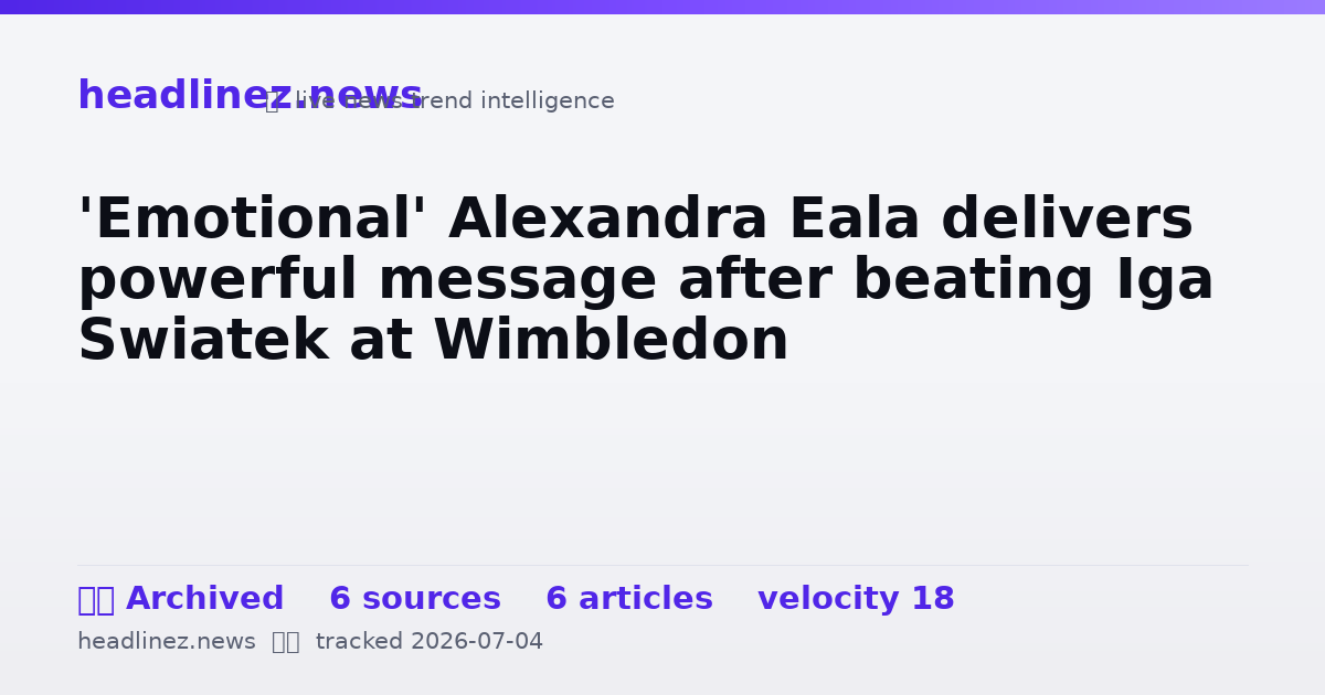 Visual summary for 'Emotional' Alexandra Eala delivers powerful message after beating Iga Swiatek at Wimbledon