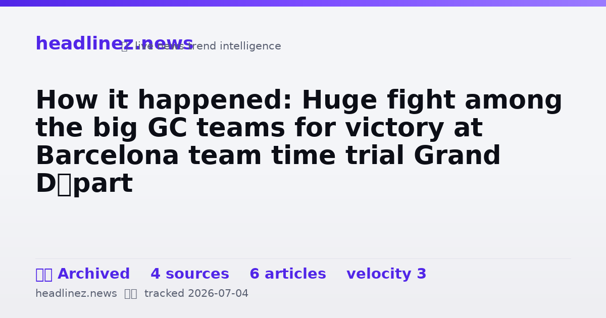 Visual summary for How it happened: Huge fight among the big GC teams for victory at Barcelona team time trial Grand Départ