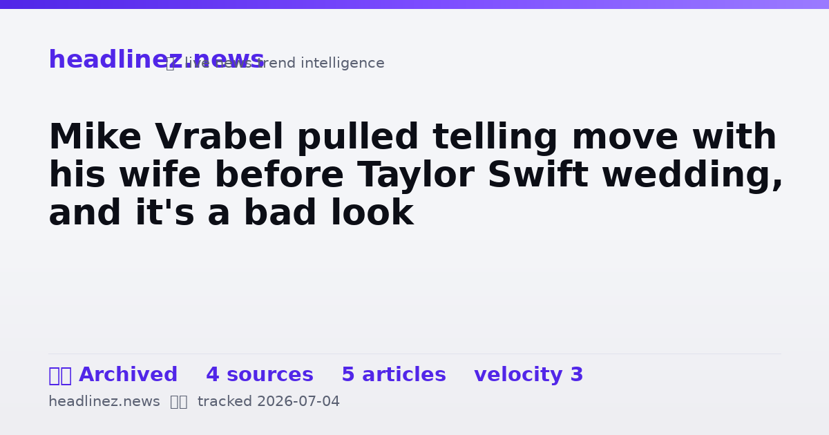 Visual summary for Mike Vrabel pulled telling move with his wife before Taylor Swift wedding, and it's a bad look