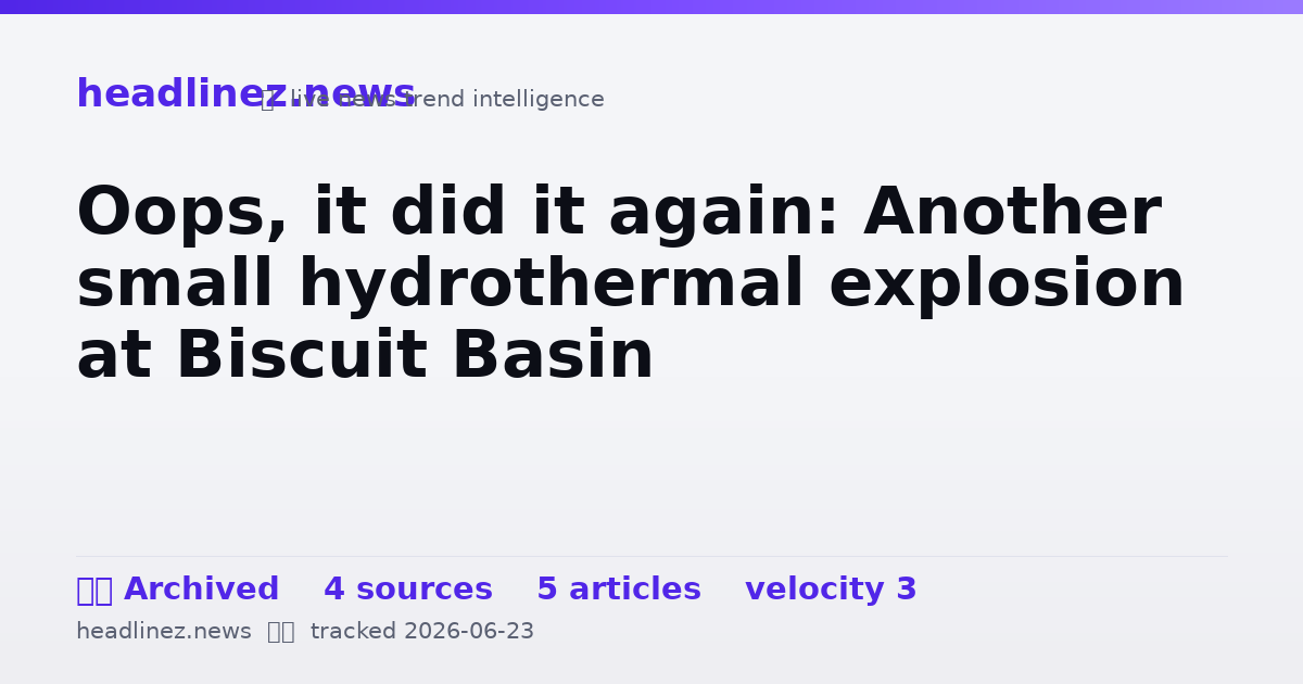 Visual summary for Oops, it did it again: Another small hydrothermal explosion at Biscuit Basin