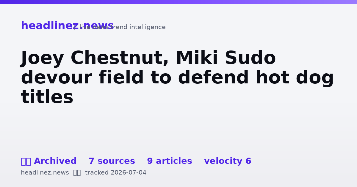 Visual summary for Joey Chestnut, Miki Sudo devour field to defend hot dog titles