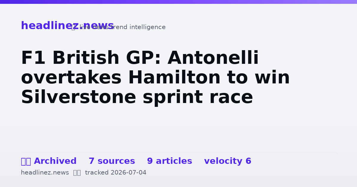 Visual summary for F1 British GP: Antonelli overtakes Hamilton to win Silverstone sprint race