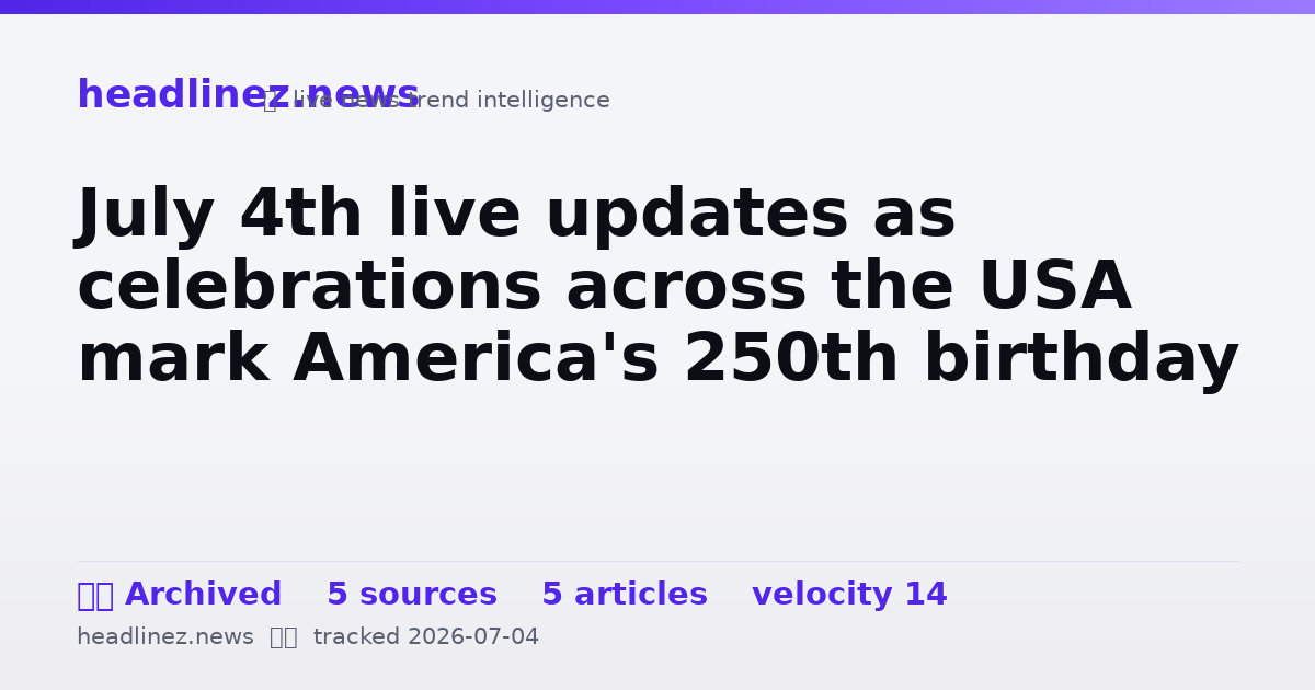 Visual summary for July 4th live updates as celebrations across the USA mark America's 250th birthday