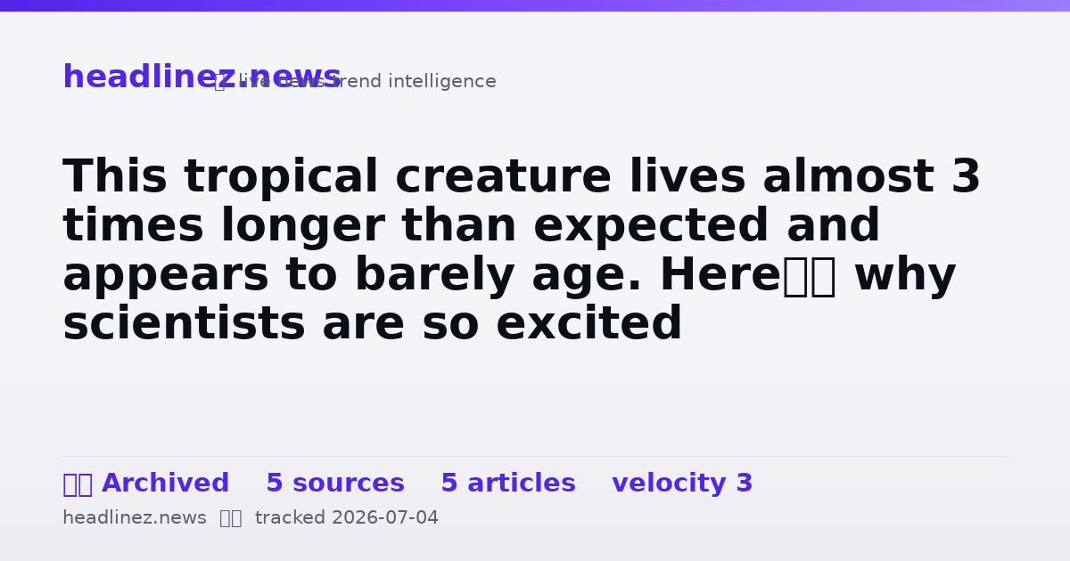 Visual summary for This tropical creature lives almost 3 times longer than expected and appears to barely age. Here’s why scientists are so excited