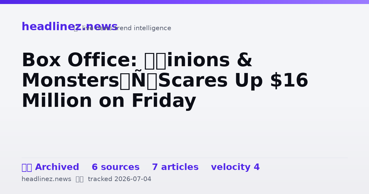 Visual summary for Box Office: ‘Minions & Monsters’ Scares Up $16 Million on Friday