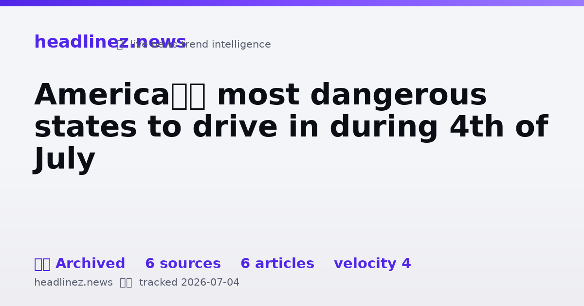 Visual summary for America’s most dangerous states to drive in during 4th of July