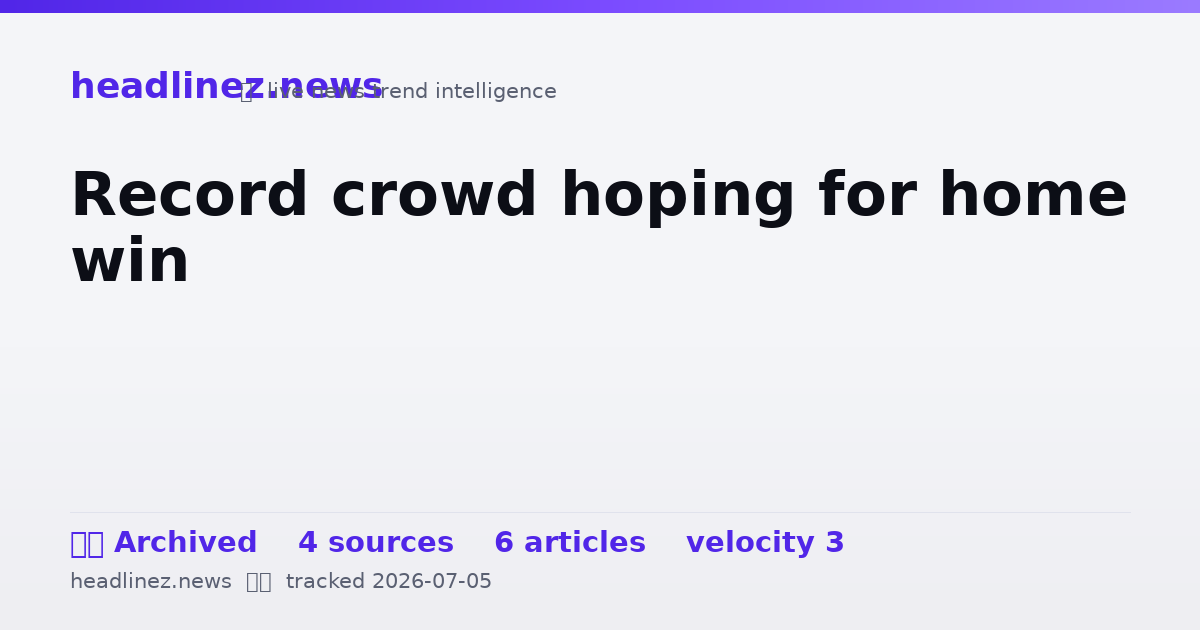 Visual summary for Record crowd hoping for home win