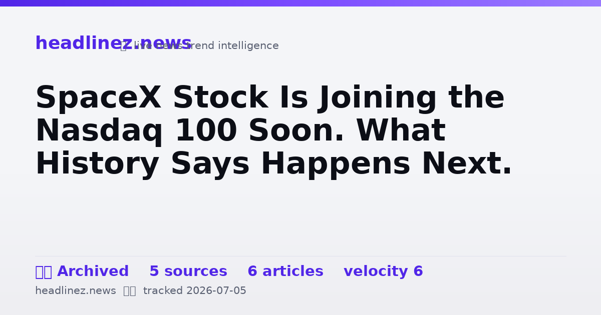 Visual summary for SpaceX Stock Is Joining the Nasdaq 100 Soon. What History Says Happens Next.