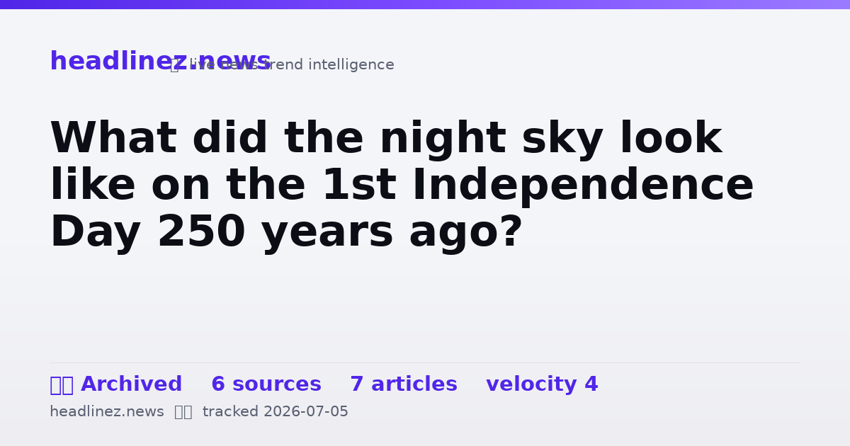 Visual summary for What did the night sky look like on the 1st Independence Day 250 years ago?