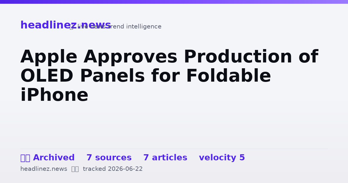 Visual summary for Apple Approves Production of OLED Panels for Foldable iPhone
