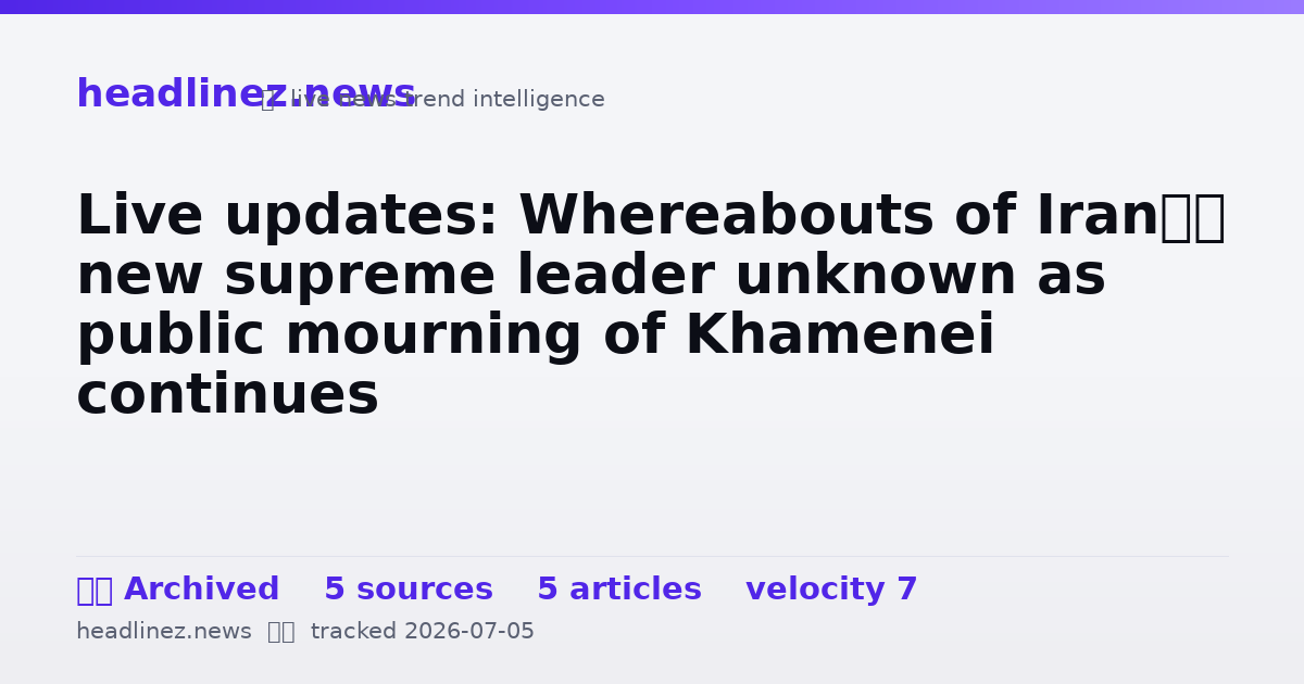 Visual summary for Live updates: Whereabouts of Iran’s new supreme leader unknown as public mourning of Khamenei continues
