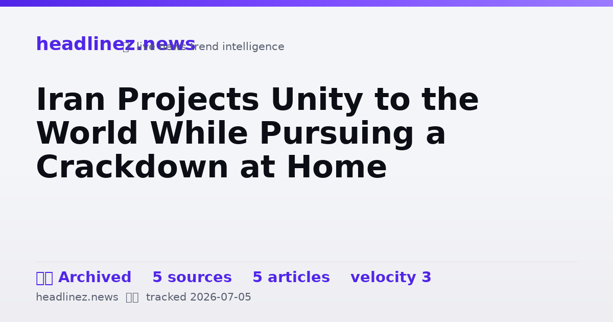 Visual summary for Iran Projects Unity to the World While Pursuing a Crackdown at Home